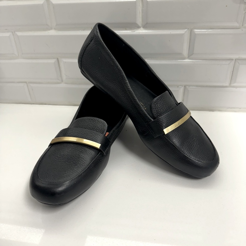 Calvin Klein Black Loafers with Gold Accent